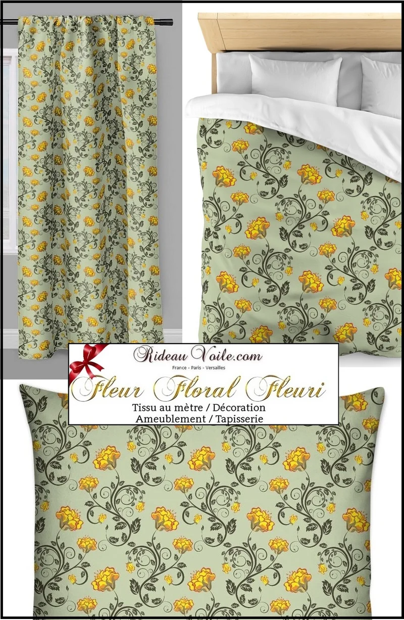 Tissu au mètre floral motif fleurs rideau couette Upholstery fabric meter flower curtain