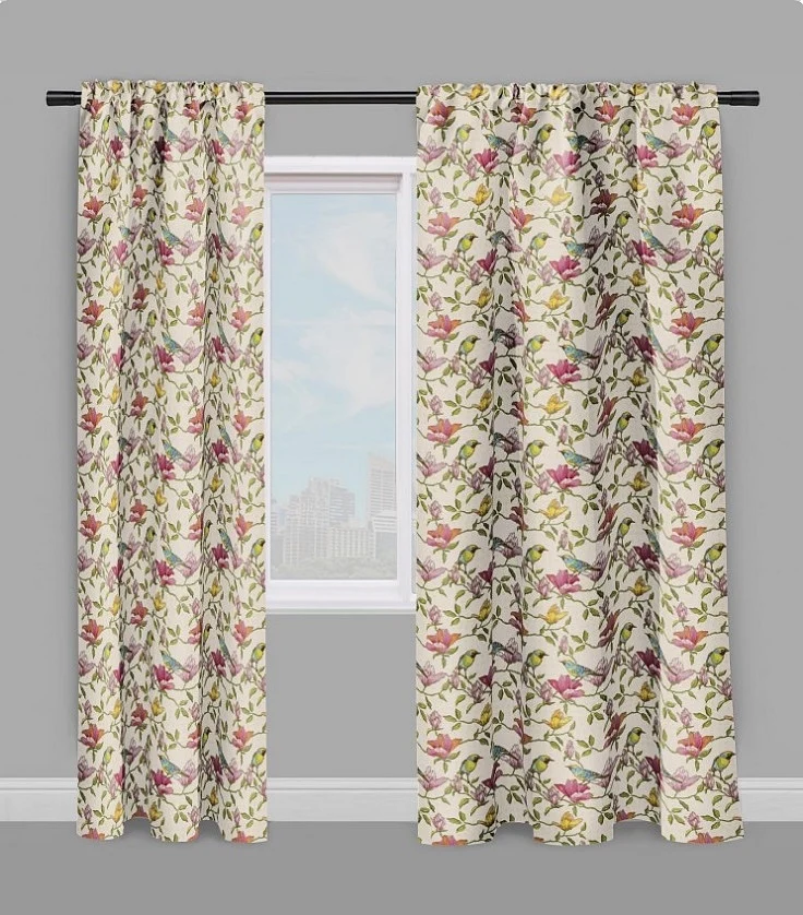 Tissu fleurs oiseaux mètre rideau couette Kukkakuvio verhokangas Tessuto tende fiori