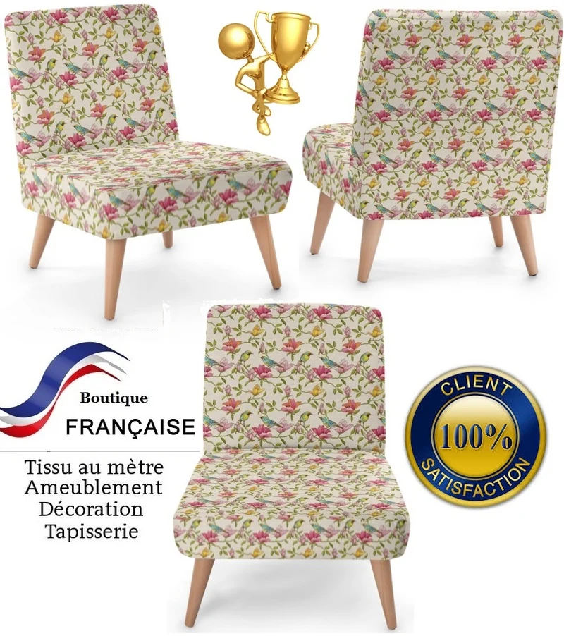 Tissu fleurs oiseaux mètre rideau couette Kukkakuvio verhokangas Tessuto tende fiori