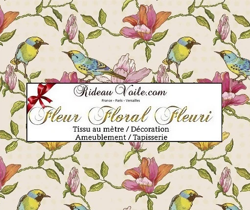 Tissu fleurs oiseaux mètre rideau couette Kukkakuvio verhokangas Tessuto tende fiori