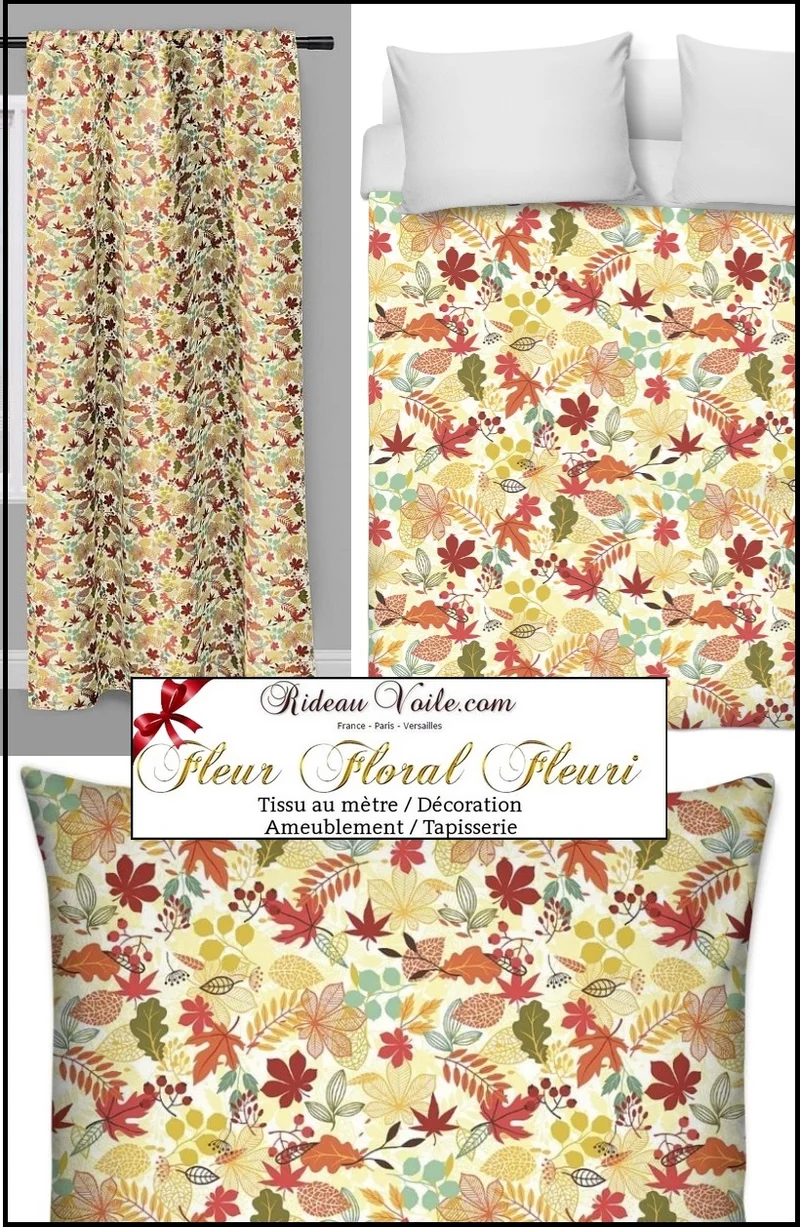 Tissu ameublement mètre occultant imprimé feuilles rideau Upholstery fabric flower curtain