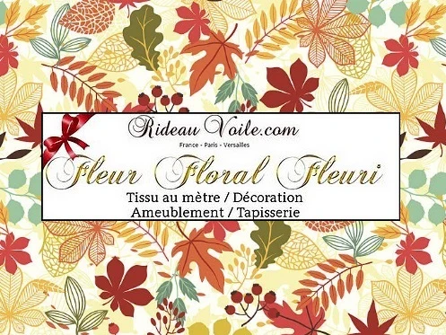 Tissu ameublement mètre occultant imprimé feuilles rideau Upholstery fabric flower curtain