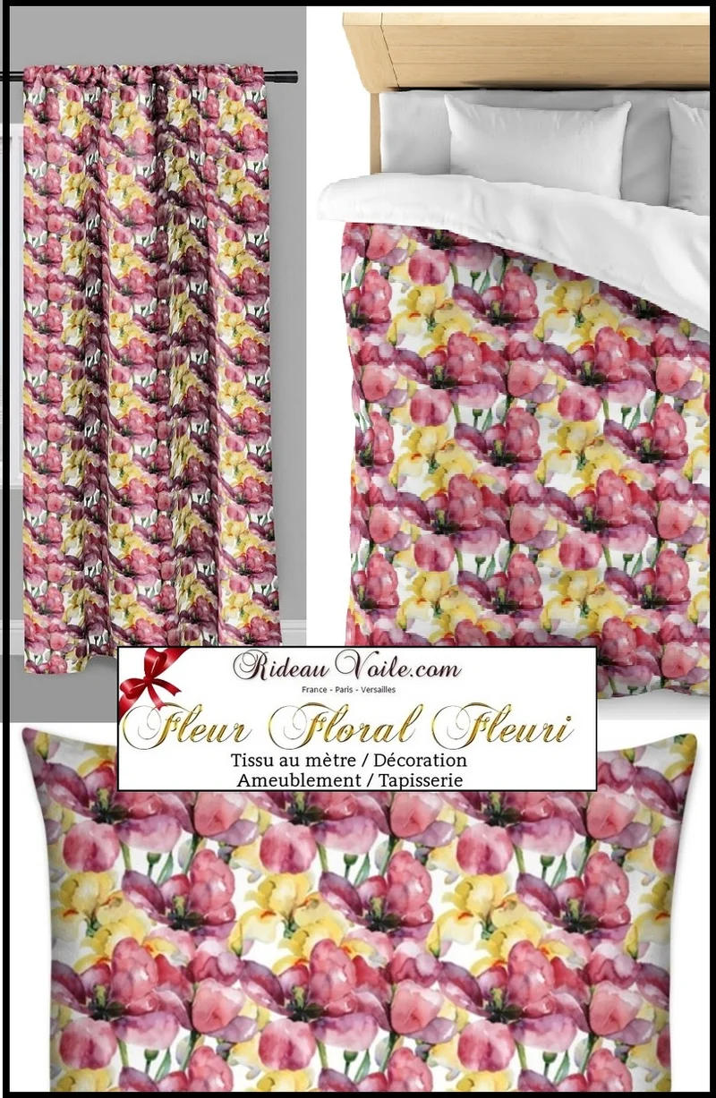 Tissu ameublement mètre motif imprimé fleurs rideau Upholstery fabric meter flower