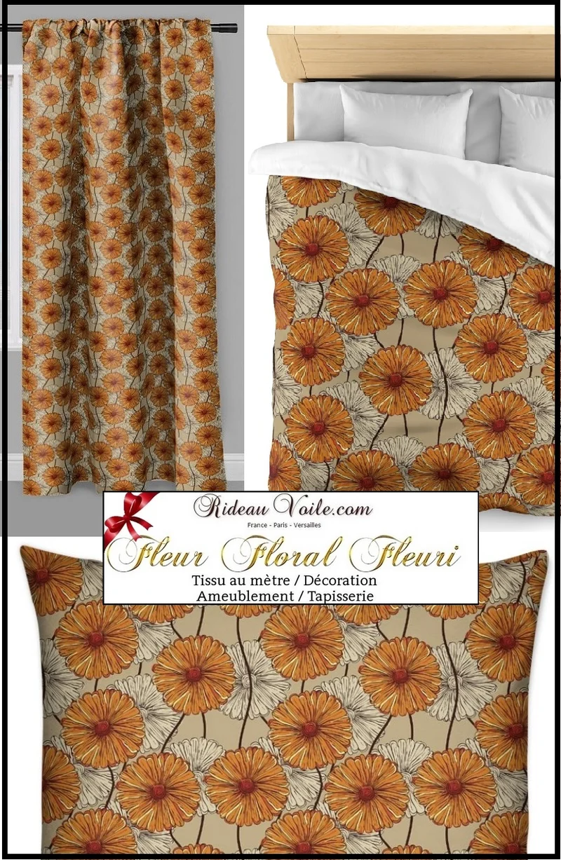 Tissu imprimé fleurs rideau tapisserie Upholstery fabric print flower curtain tapestry