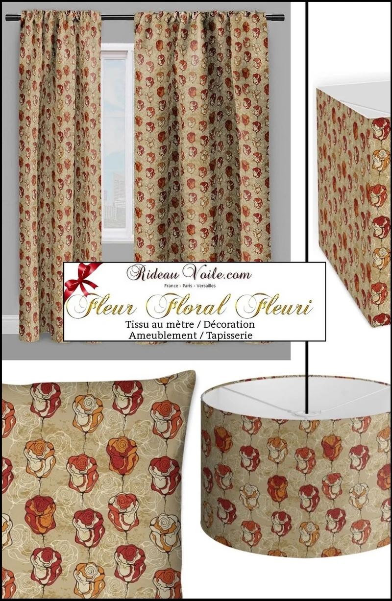 Tissu motif fleurs Kukkakuvio verhokangas Tessuto tende fiori Blomster gardin