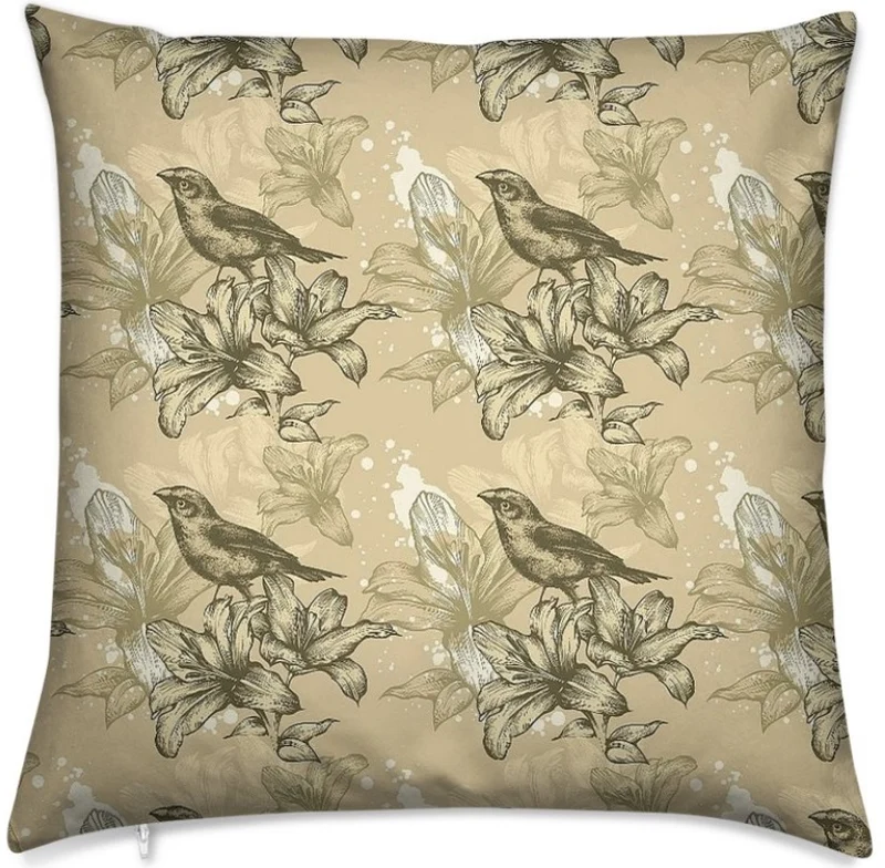 Boutique motif Toile de Jouy tissu au mètre imprimé fleur de lys oiseaux rideau