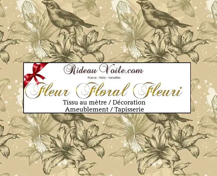 Tissu toile ameublement mètre fleur de lys oiseaux couette rideau tapisserie siège