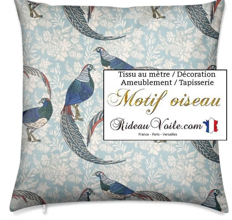 Tissu Voilage Jacquard Velours ameublement mètre oiseaux imprimés rideau ignifugé