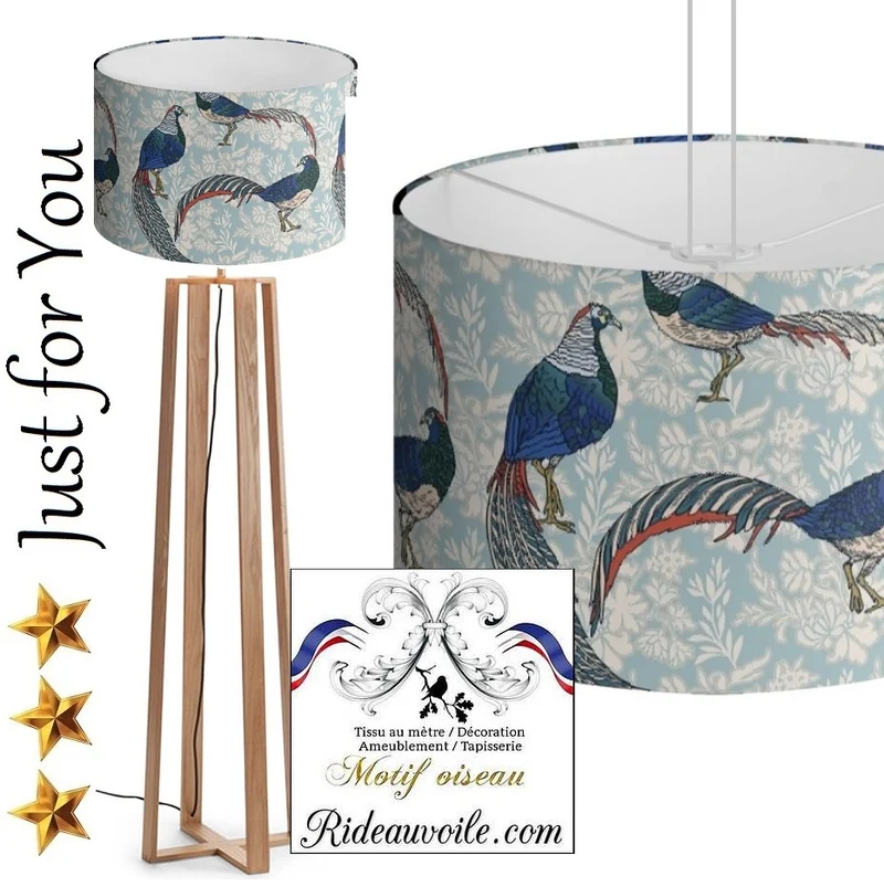 Tissu Voilage Jacquard Velours ameublement mètre oiseaux imprimés rideau ignifugé