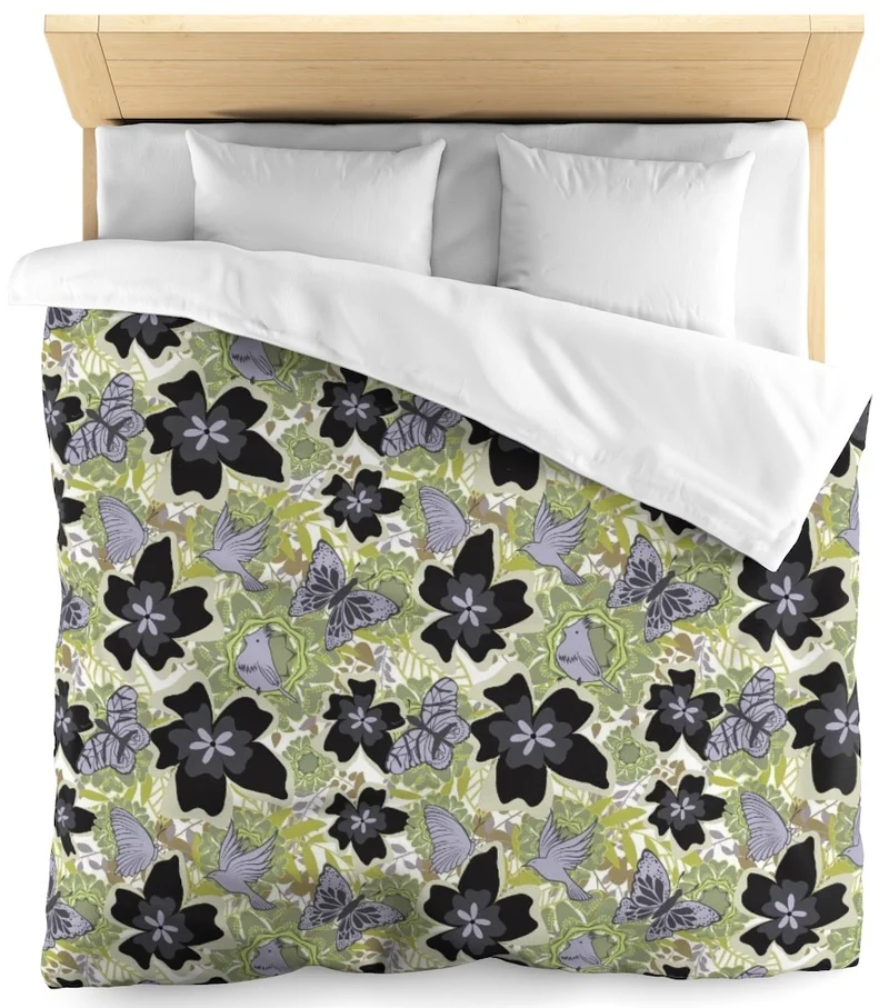 Tissu au mètre motif fleur oiseaux rideau coussin couette siège