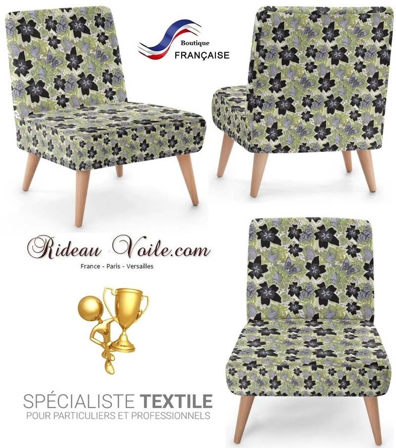 Tissu au mètre motif fleur oiseaux rideau coussin couette siège