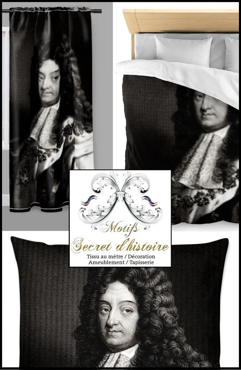 Tissu ameublement motif Louis XIV Roi Soleil Empire Portrait of King Louis XIV Versailles
