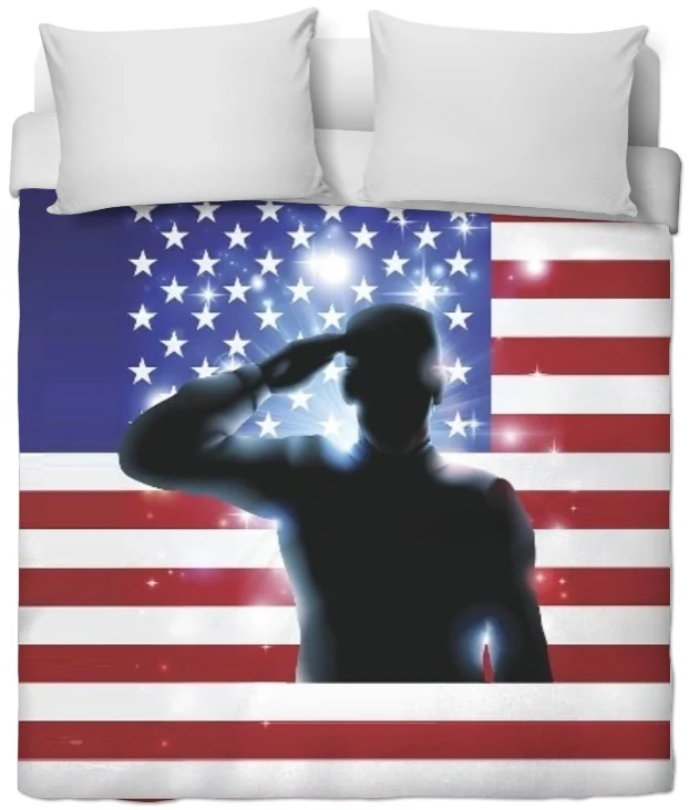 Tissu au mètre rideau couette Soldat Américain motif salut drapeau USA