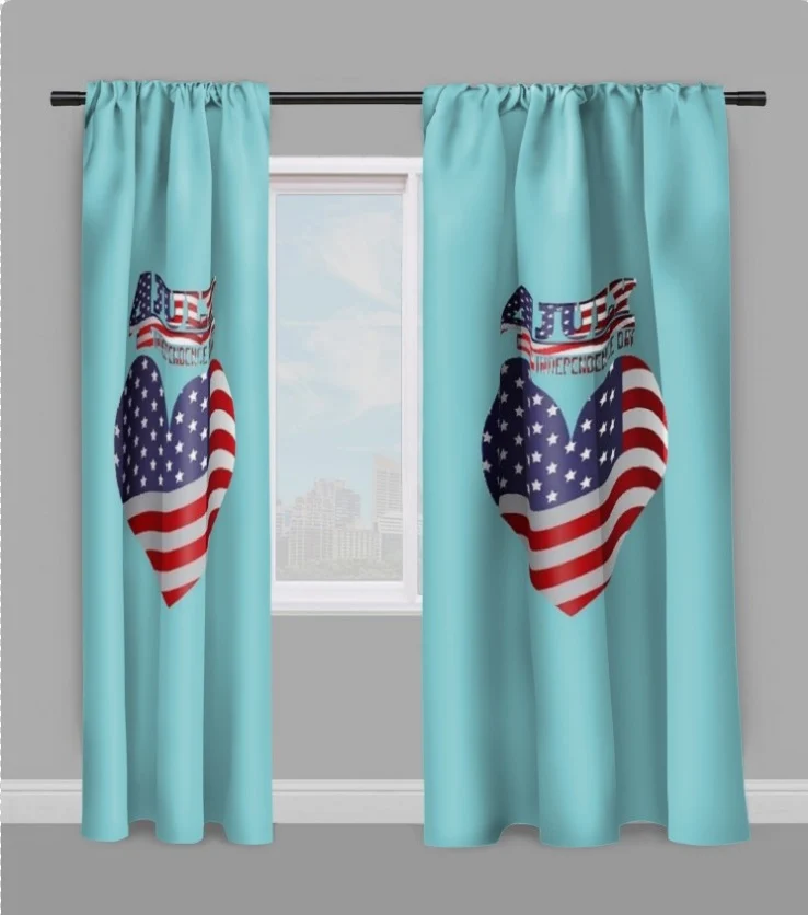 Tissu au mètre imprimé Love Amérique cœur Drapeau USA