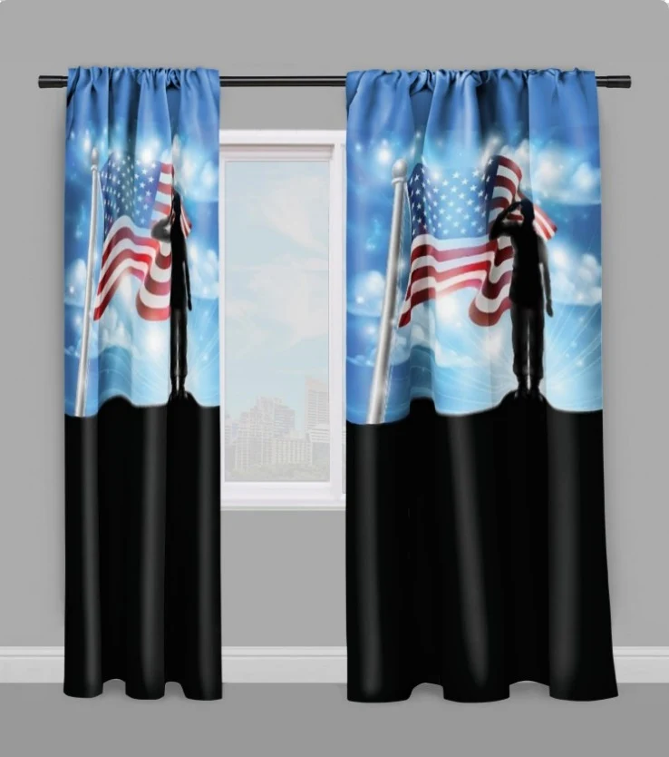 Tissu au mètre Héro Américain salut Drapeau USA motif rideau couette
