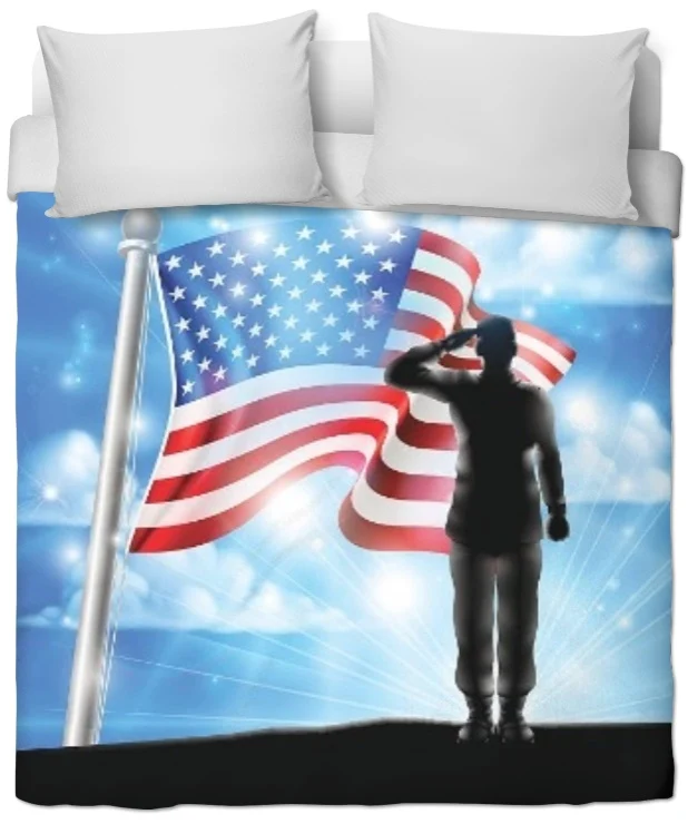 Tissu au mètre Héro Américain salut Drapeau USA motif rideau couette