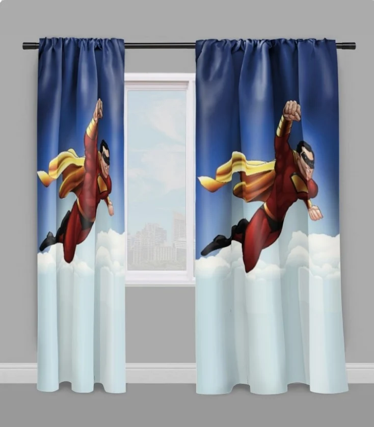 Tissu au mètre imprimé Super Héro Américain à cape motif sur rideau coussin couette