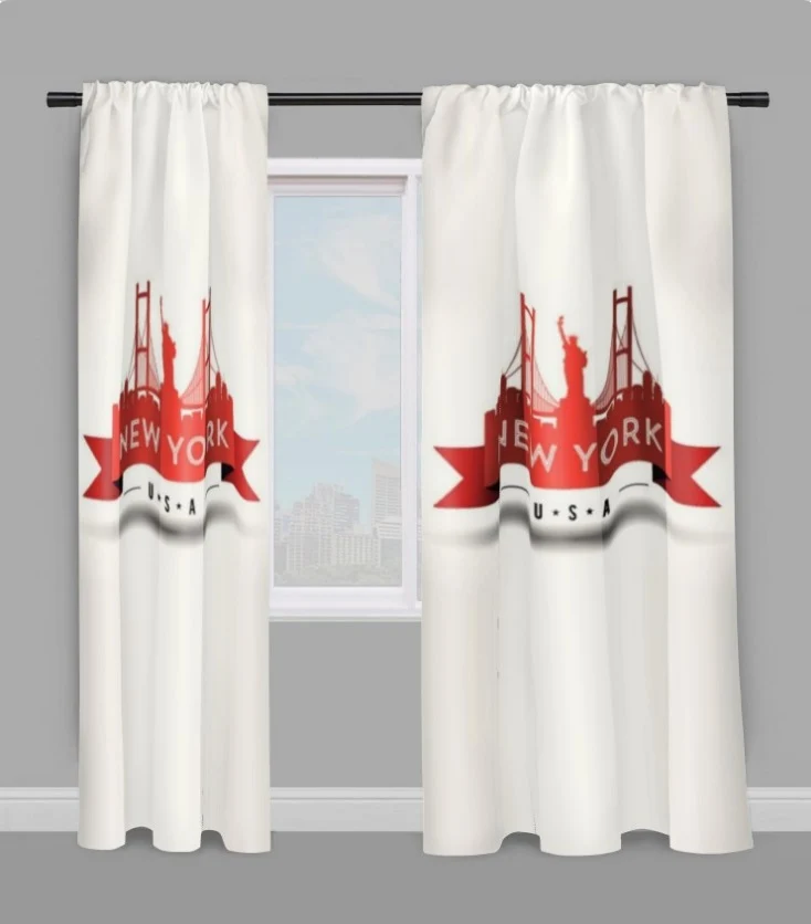 Tissu au mètre rouge motif USA rideau coussin couette New York City Statue de la Liberté