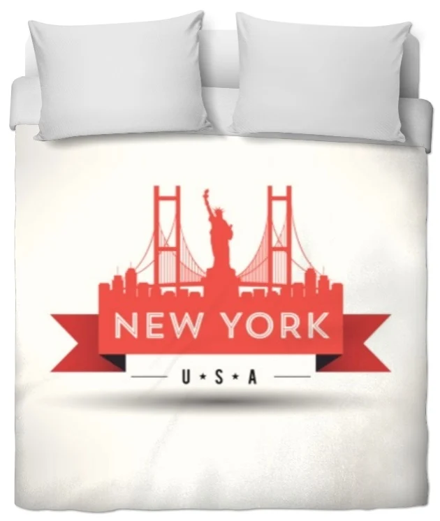 Tissu au mètre rouge motif USA rideau coussin couette New York City Statue de la Liberté