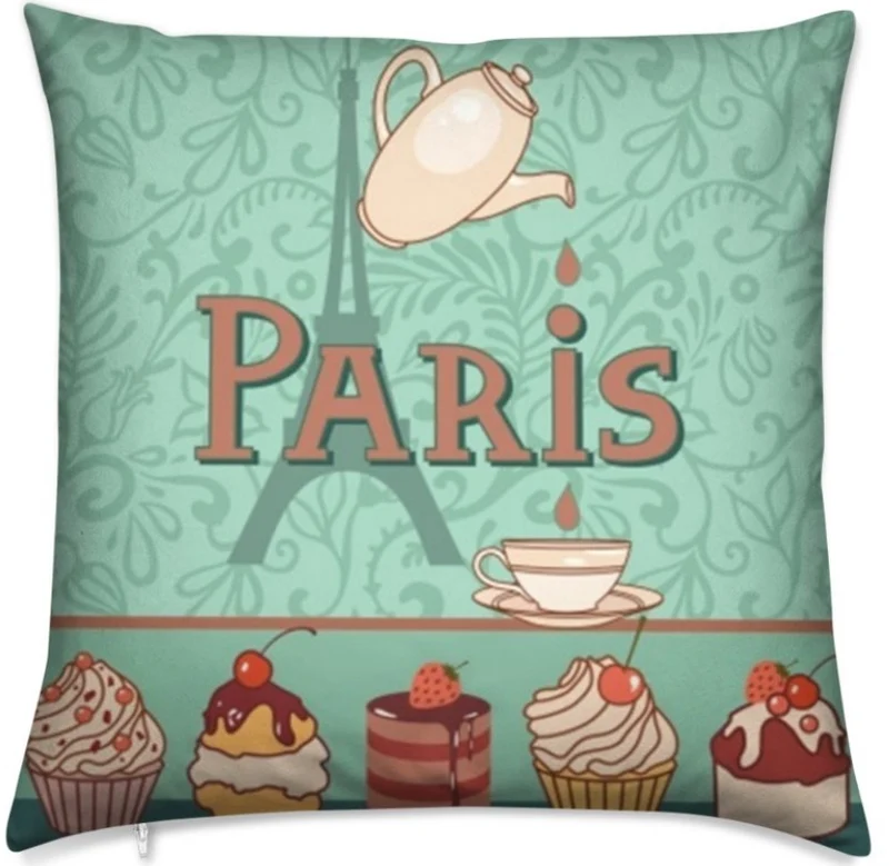 Tissu au mètre rose motif agencement café Parisien Paris salon de thé pâtisserie rideau