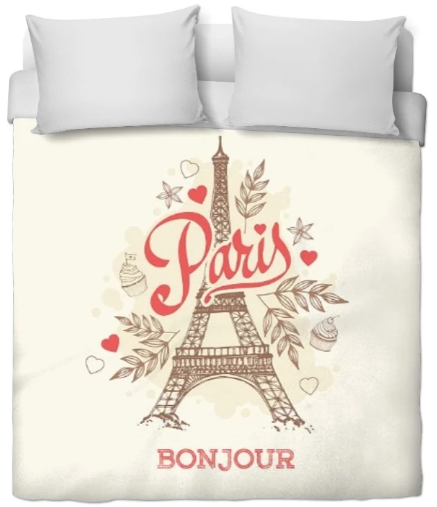 Tissu déco ameublement mètre motif Tour-Eiffel France rideau couette coussin fleurs