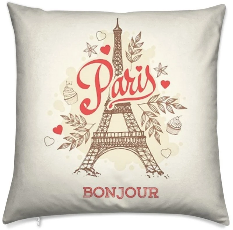 Tissu déco ameublement mètre motif Tour-Eiffel France rideau couette coussin fleurs