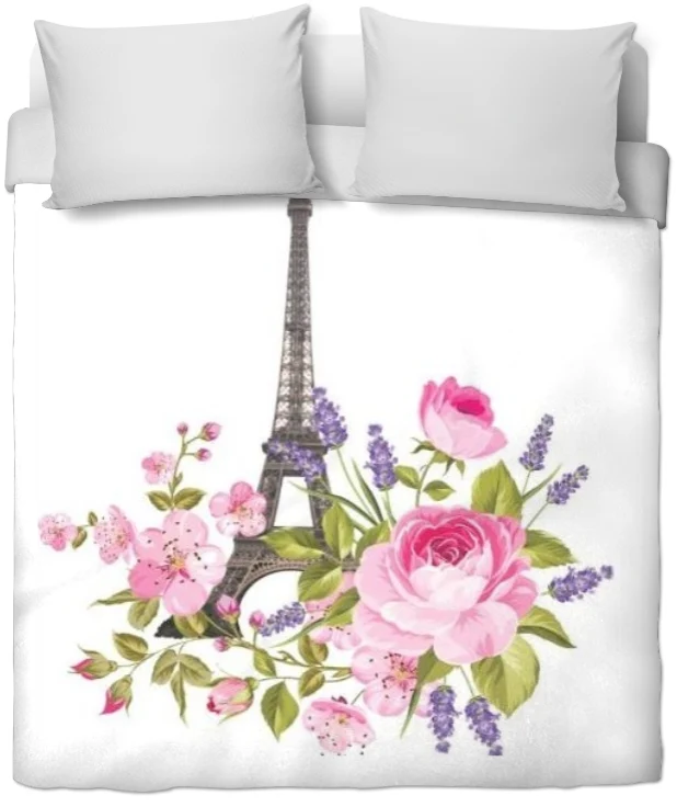 Rideau couette tissu ameublement mètre fleur imprimé Tour-Eiffel Paris monument