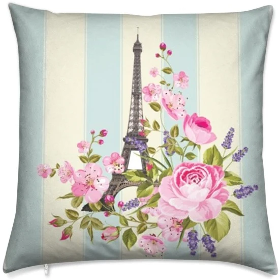 Tissu ameublement mètre motif fleur monument Paris Tour-Eiffel rideau couette
