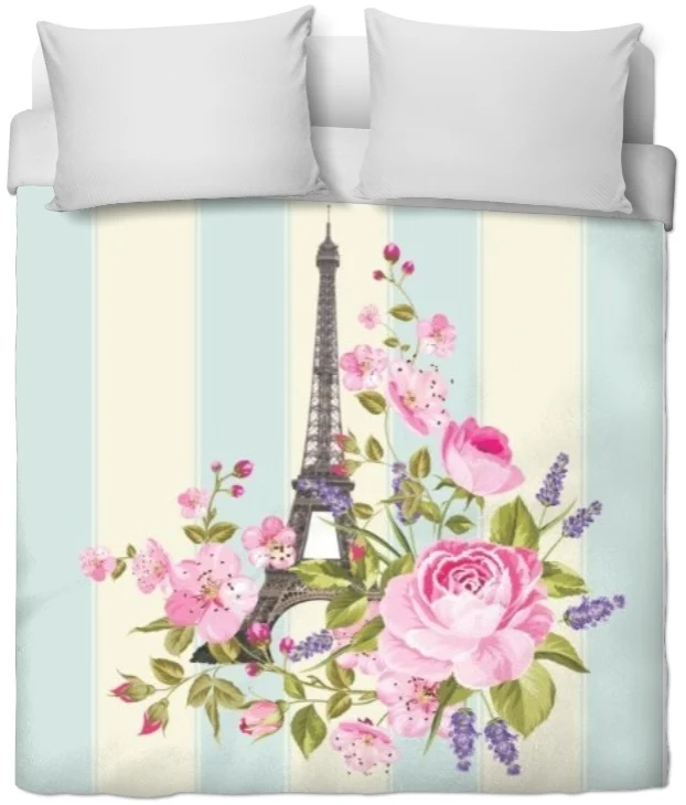 Tissu ameublement mètre motif fleur monument Paris Tour-Eiffel rideau couette