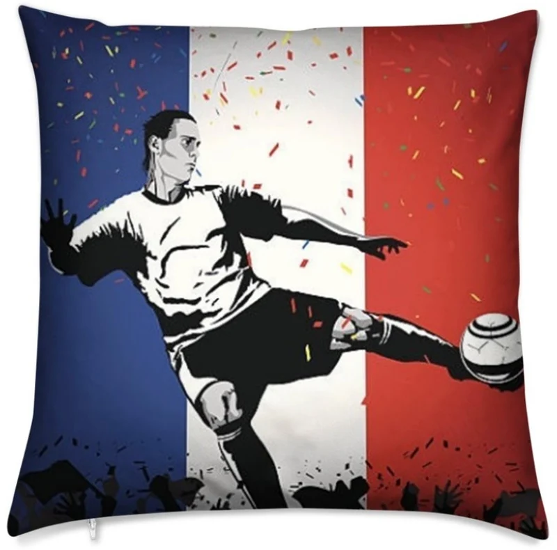 Tissu au mètre motif Foot ballon drapeau Football France rideau coussin couette