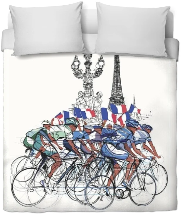 Tissu au mètre motif Tour de France cycliste vélo rideau coussin couette Paris design Eiffel