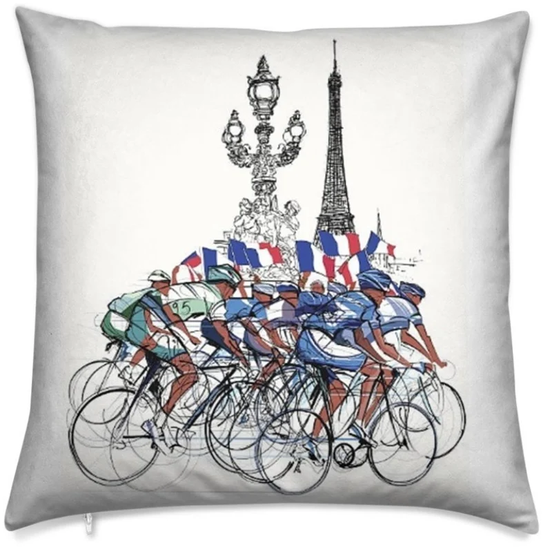 Tissu au mètre motif Tour de France cycliste vélo rideau coussin couette Paris design Eiffel