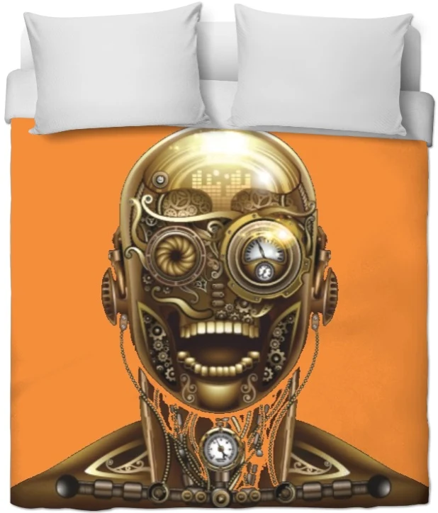 Tissu au mètre motif imprimé Steampunk visage rideau coussin couette orange