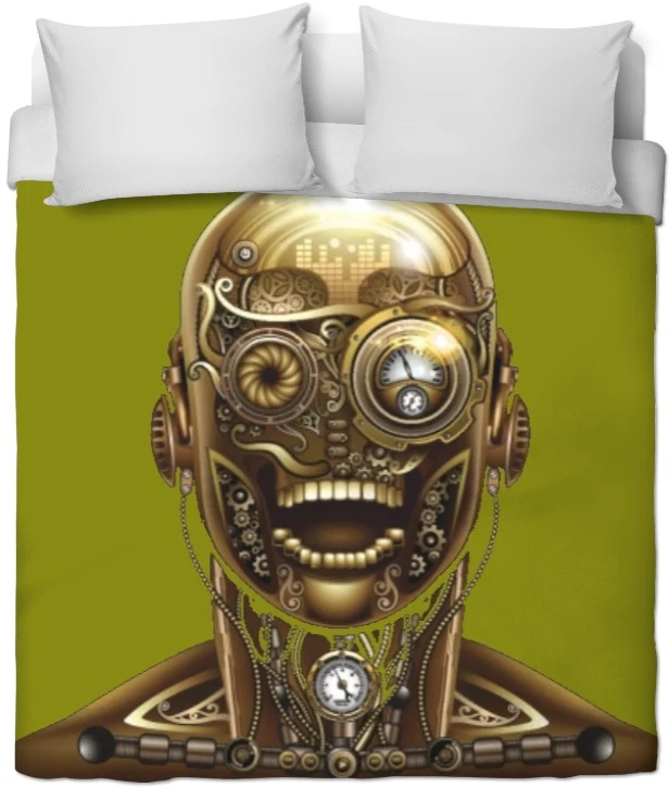 Steampunk Tissu au mètre motif tête visage métal mécanique rideau coussin couette