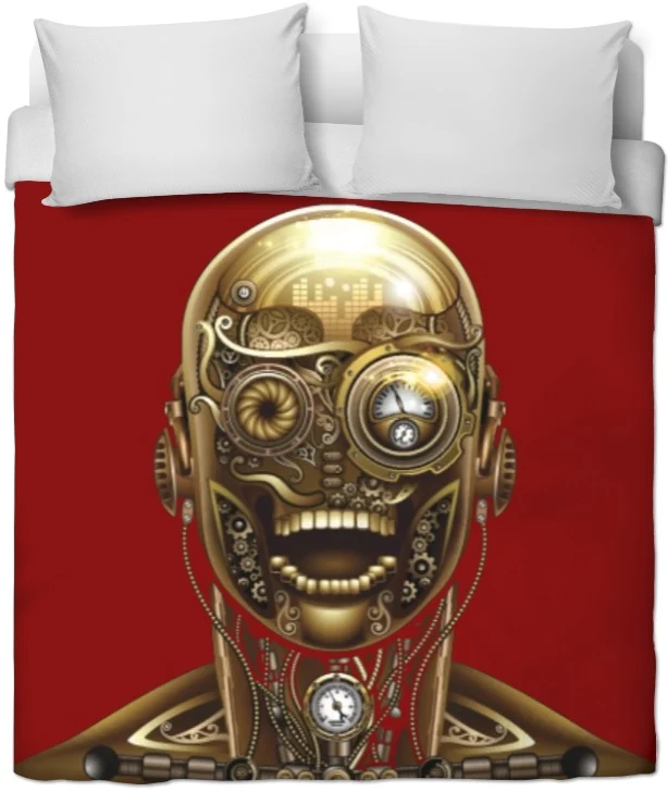 Steampunk Tissu au mètre motif tête visage métal mécanique rideau coussin couette