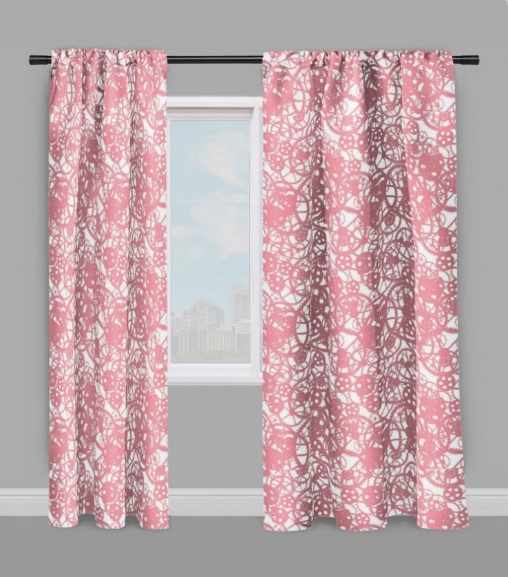 Steampunk métal Tissu au mètre motif rose mécanique rideau coussin couette voilage
