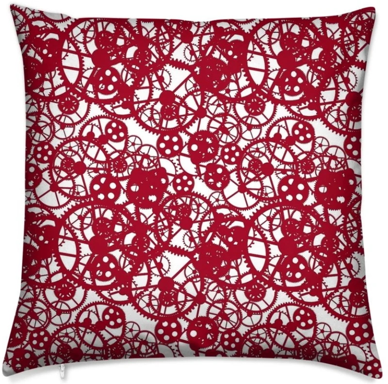 Steampunk métal Tissu au mètre motif rouge mécanique rideau coussin couette