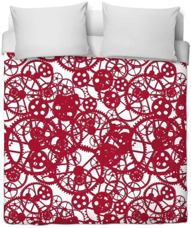 Steampunk métal Tissu au mètre motif rouge mécanique rideau coussin couette