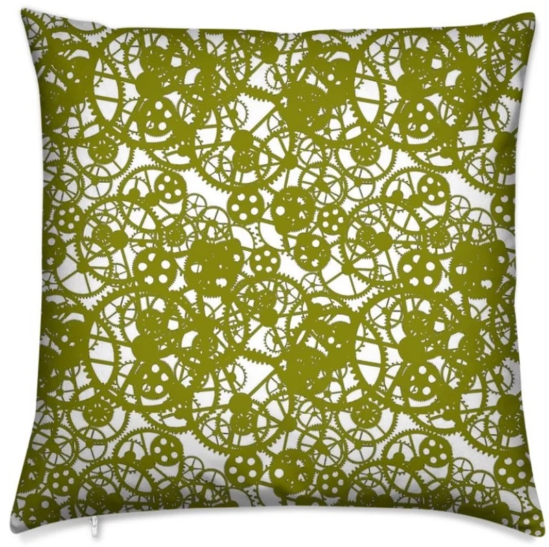 Steampunk horloge métal Tissu au mètre motif vert mécanique rideau coussin couette