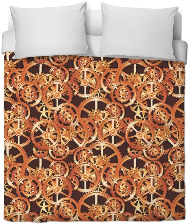 Tissu au mètre motif Art Steampunk horloge métal rouage mécanique rideau coussin couette