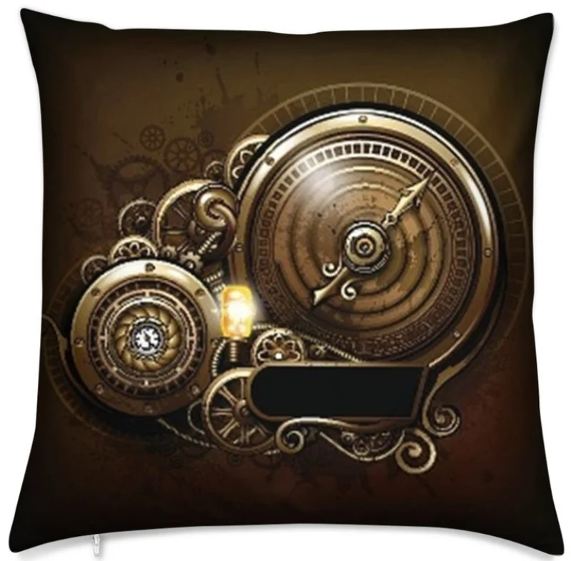 Tissu au mètre motif Art Steampunk horloge espace temps métal rideau couette