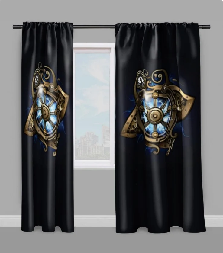 Tissu au mètre bleu motif Art Steampunk spacio-temporel rideau coussin couette