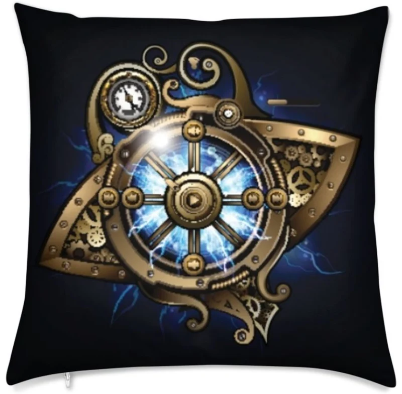 Tissu au mètre bleu motif Art Steampunk spacio-temporel rideau coussin couette