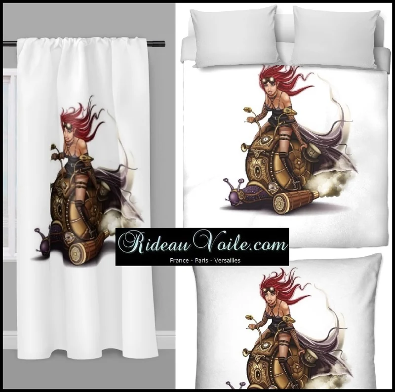Tissu au mètre motif imprimé Art Steampunk femme rideau coussin couette