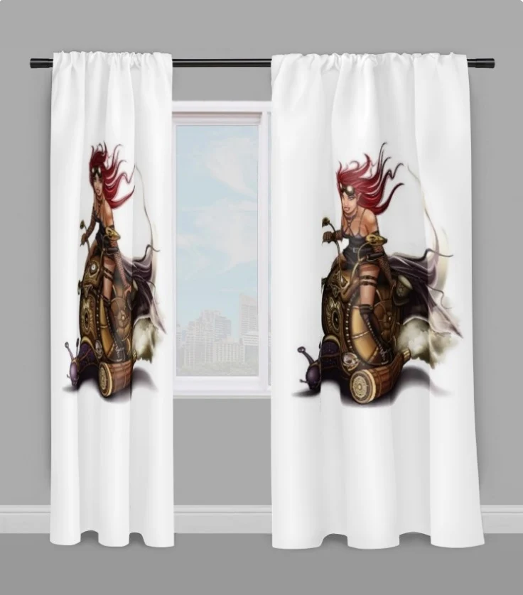 Tissu au mètre motif imprimé Art Steampunk femme rideau coussin couette