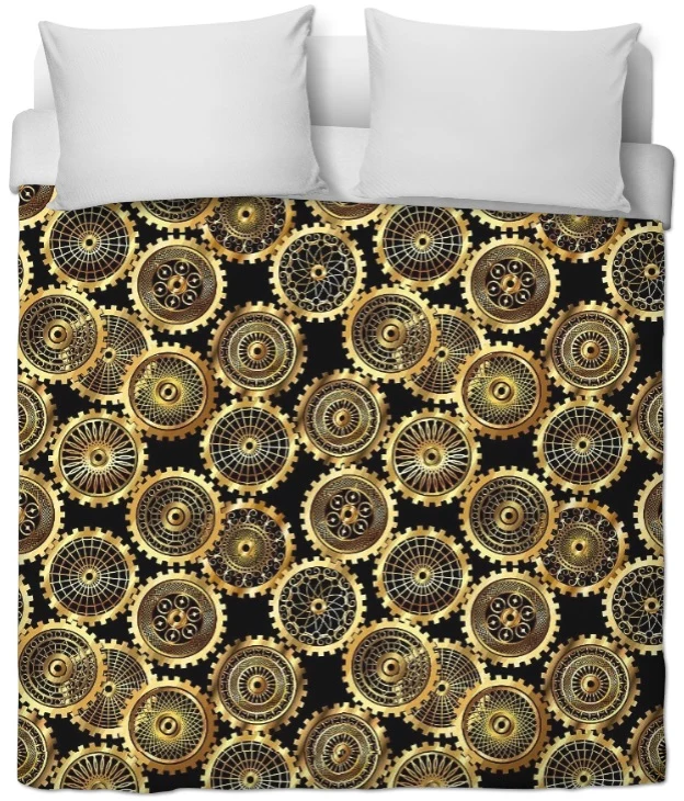Tissu ameublement mètre motif rouage mécanique steampunk rideau coussin couette