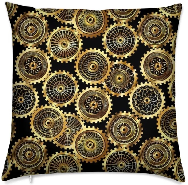 Tissu ameublement mètre motif rouage mécanique steampunk rideau coussin couette