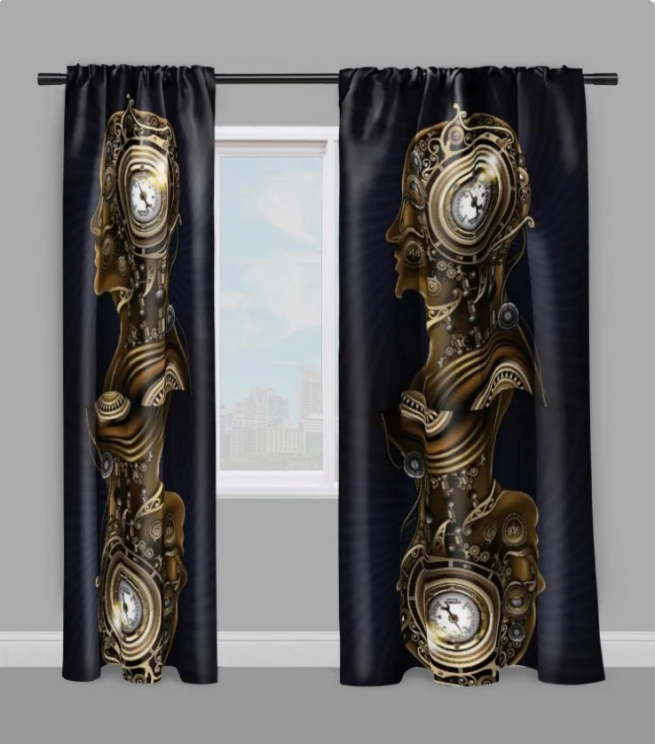 Tissu au mètre motif steampunk Art avant-garde futuriste fiction rideau coussin couette