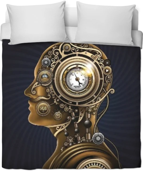 Tissu au mètre motif steampunk Art avant-garde futuriste fiction rideau coussin couette