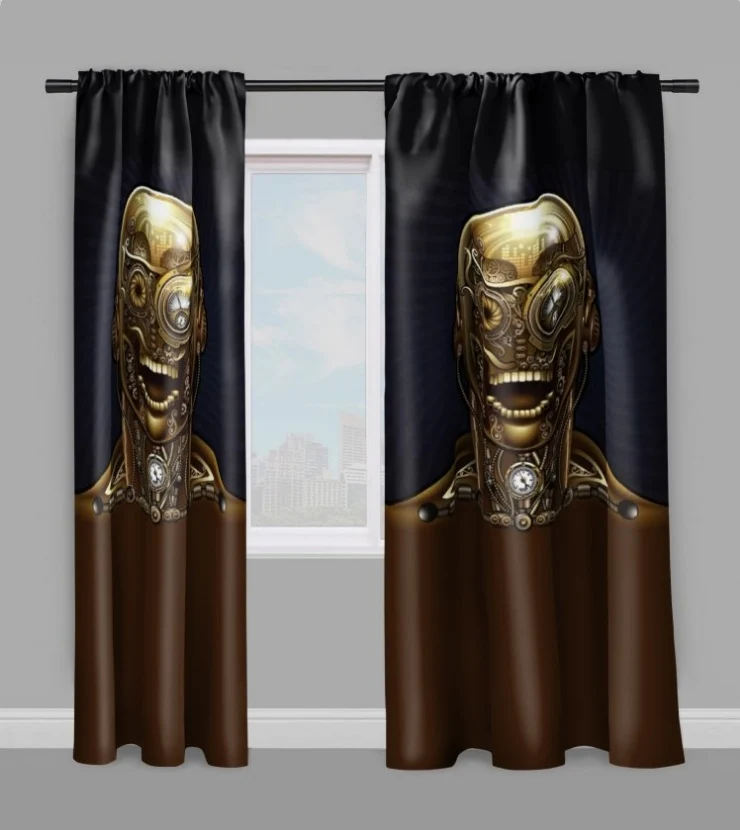 Tissu au mètre motif steampunk Art avant-garde futuriste rideau coussin couette